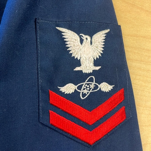 Vintage Military Uniform Jacket Navy Blue Coat Patches Silver Eagle Gold Buttons - Picture 2 of 11